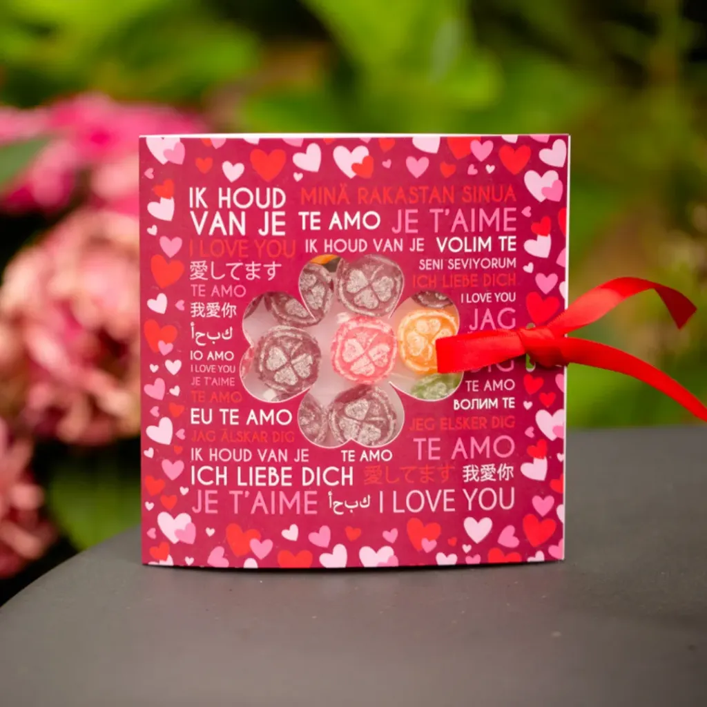 [LUCKY-C-LOVE+MIX65] Gourmet kaart I Love You +65gr snoep