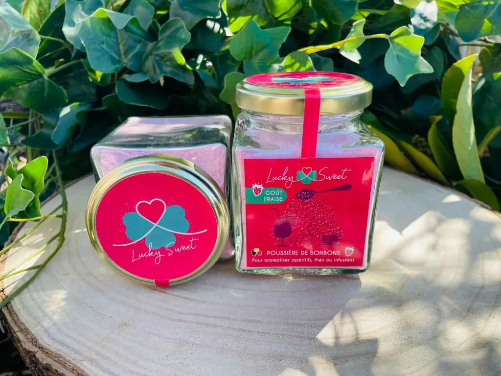[LUCKY-BOCPOUSS-FRAISE] Glass jar 150gr Candy dust Strawberry
